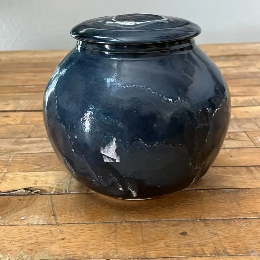 Art Pottery Lidded Ceramic Urn Vessel 7